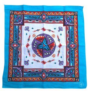 Vintage Wamcraft Bandana With Southwestern Aztec Print Made in USA